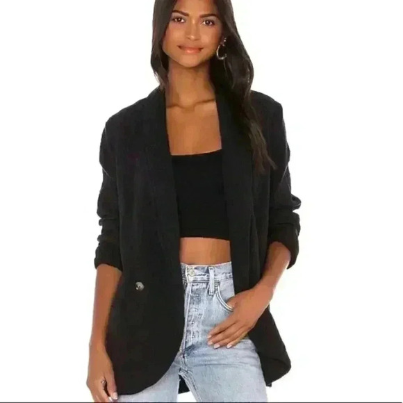 Free People Rowan Oversized Black Blazer - Picture 2 of 6